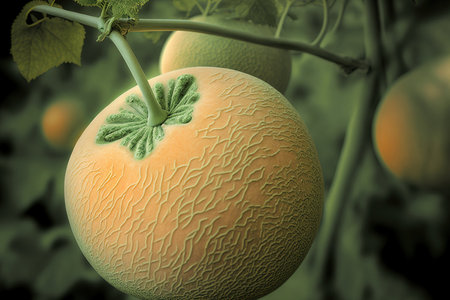 Cantaloupe in the garden that is organicの素材