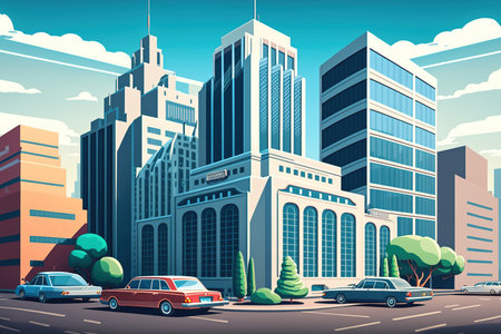 Business buildings in a modern cityscapeの素材