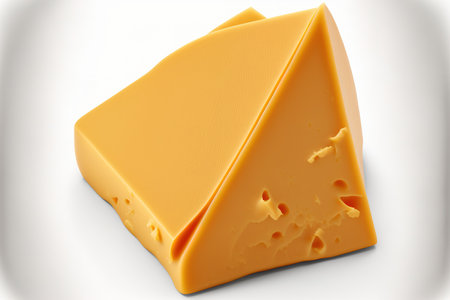 Cheddar cheese fragment, isolated on a white backdrop. image with high resolutionの素材