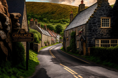 Cheddar, United Kingdom July 26, 2020 Road passing through the village known for its Gorge and the origin of well known cheeseの素材