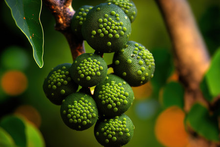 Caviar lime or Australian Finger lime on a treeの素材