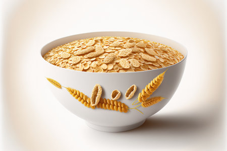 Cereal made of wheat and oats, isolated on a white backdrop. Clipping route in package design elementsの素材