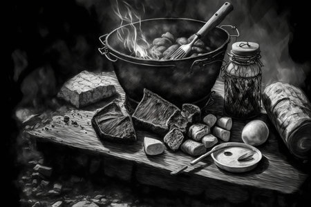 Charcoal details for the barbeque at the picnicの素材