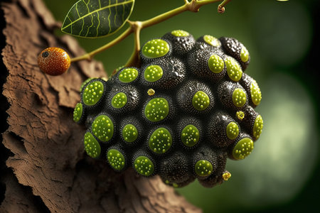 Caviar lime or Australian Finger lime on a treeの素材