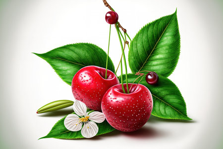 Cherry on a background of whiteの素材