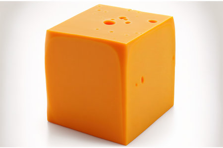 Cheddar Cheese Block Served Over Whiteの素材