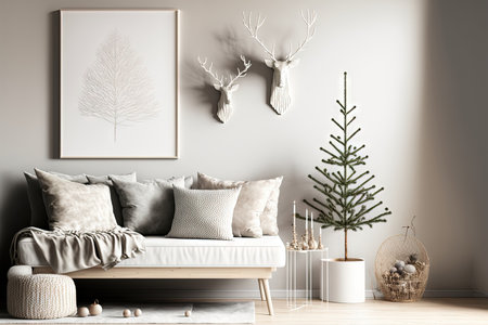 Christmas interior of the living room in Scandinavian style. Minimalismの素材