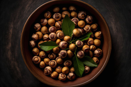 bowl of hazelnuts from aboveの素材