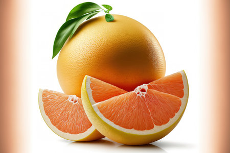 Chinese grapefruit or pomelos isolated on a white backdropの素材