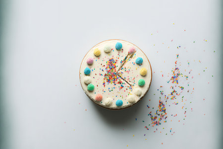 cake for a birthday with vibrant candlesの素材