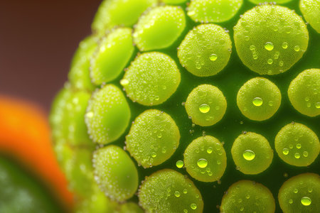 Citrus australasica, sometimes known as the Australian finger lime or caviar lime, up closeの素材