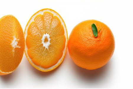 Citrus fruits clementine, tangerine, and mandarin isolated on white background. a top viewの素材