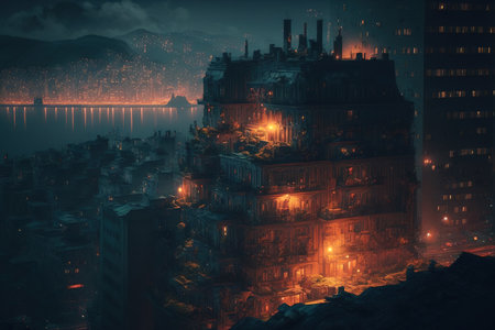 City panorama at night compositionの素材