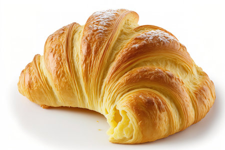 Classic croissant in the shape of a crescent, the Plain Croissant. on a white background, aloneの素材
