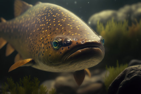 Close up of a salmo trutta brown troutの素材