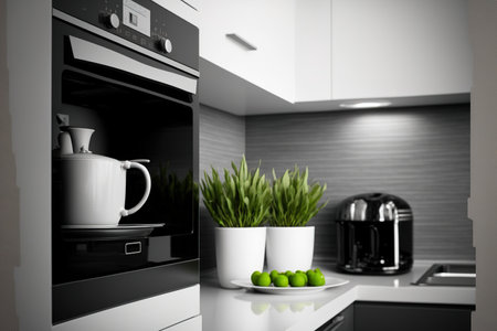 Close up of a modern kitchen interiorの素材