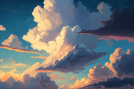 Clouds and the sky in a backdrop for banners, cards, brochures, social media backgrounds, etcの素材