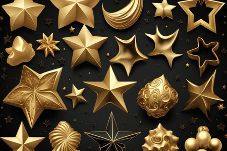 Collection of gold stars and embellishments for your Christmas projectsの素材