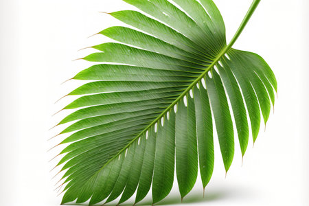 Coconut leaf White background with wet isolated. Contains a clipping route in the fileの素材