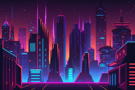 Concept of neon cyberpunk light backgroundの素材