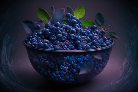 Concept of blueberry antioxidant organic superfood in a bowl for nutritious eatingの素材