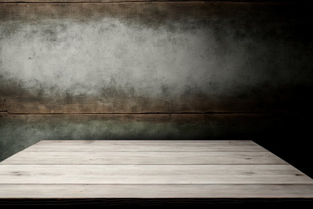 Concrete table tops or empty top shelves with a wood wall background. for place something and a productの素材