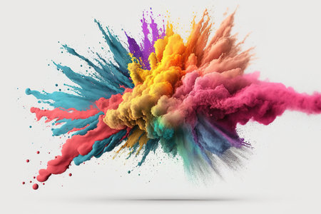 Colored powder explosion isolated on a white backdropの素材