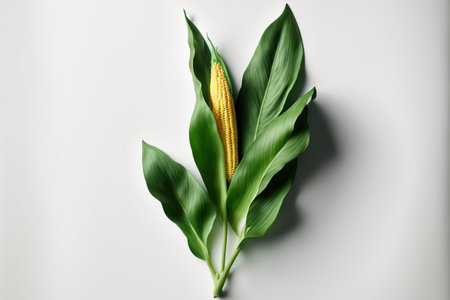 Corn leaf on a white backgroundの素材