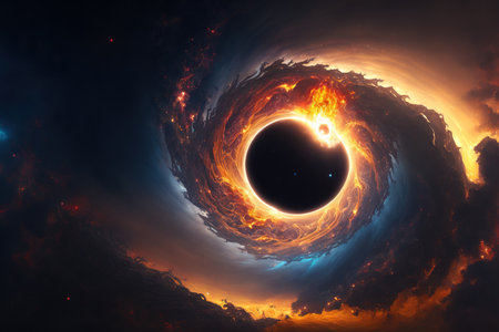 Cosmological galaxy black hole Space background with science fiction abstractionの素材