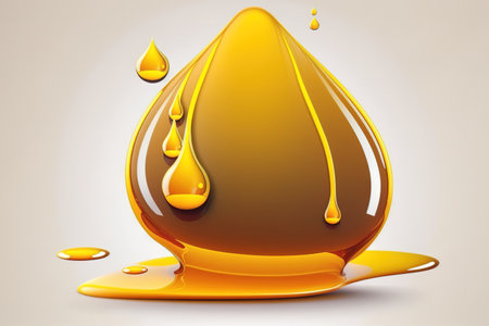 Cooking oil droplet with air bubbles. a honey or oil drop iconの素材