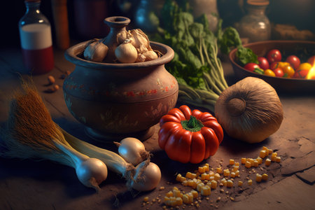 Corn, shiitake mushrooms, tomatoes, needle mushrooms, chile, and garlic are among the ingredients used to produce the soupの素材