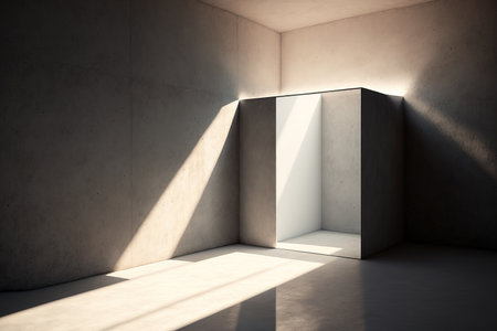 Corner Shadow Sunlight Wallpaper Concept for a Concrete Roomの素材