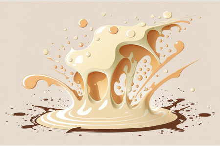 Cream or milk splashed on a white backgroundの素材