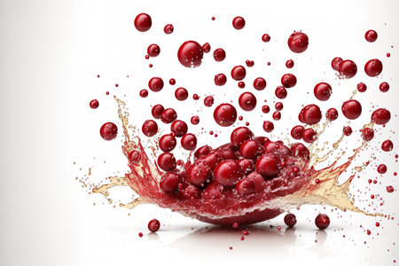 Cranberry falling, clipping trail, full depth of field, isolated on whiteの素材