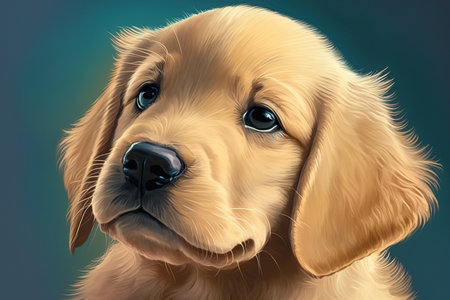 close up of a golden retriever puppyの素材