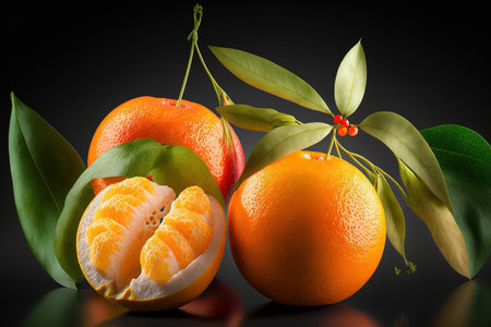 citrus, mandarin, tangerine, and maple leaf fruitsの素材