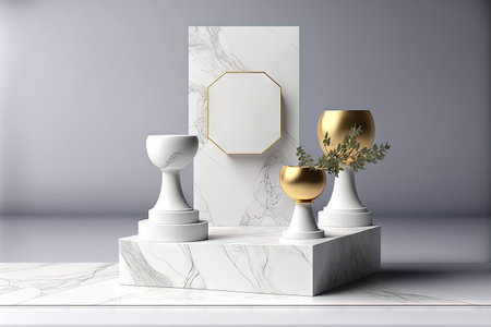 Cosmetic display stand with ornamental marble, marble base for product displayの素材