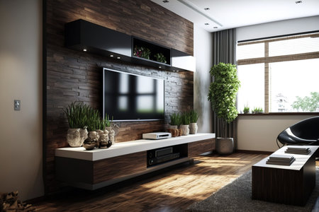 contemporary interior design for the living room with a televisionの素材