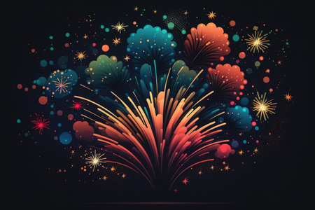 color fireworks on a dark backgroundの素材