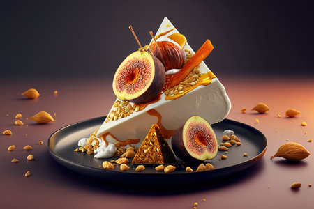 concept of a fig and nut based nutritious dessert, focusedの素材