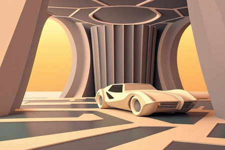 concrete floor and abstract futuristic architecture. presentation of a carの素材