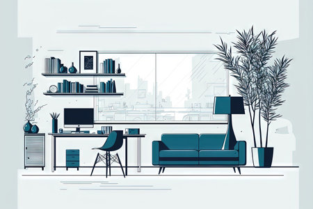 contemporary interior decor. An illustration of the flatの素材