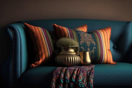 Couch with decorative throw pillowsの素材
