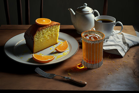coffee and butter cake with orange juice and zestの素材