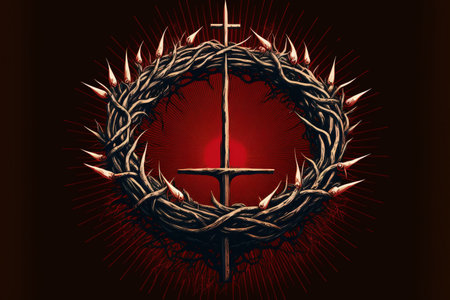church christian symbolism for good friday. Image of a crown of thorns in formatの素材