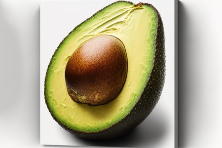 closeup of a fresh avocado against a white backgroundの素材