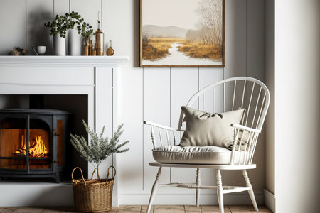 cozy interior of a farmhouse living roomの素材