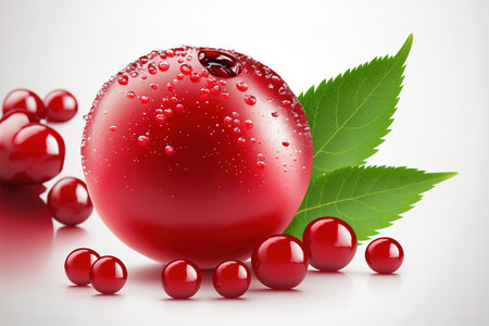 Cranberry in red, raw and fresh, isolated on a white backdropの素材