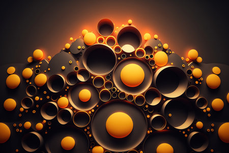 circles on a backdrop of orange abstract artの素材