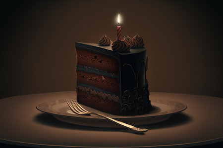 Dark background with chocolate cakeの素材